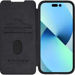 Nillkin Qin Pro iPhone 15 Plus Hoesje Book Case Camera Slider Zwart afbeelding