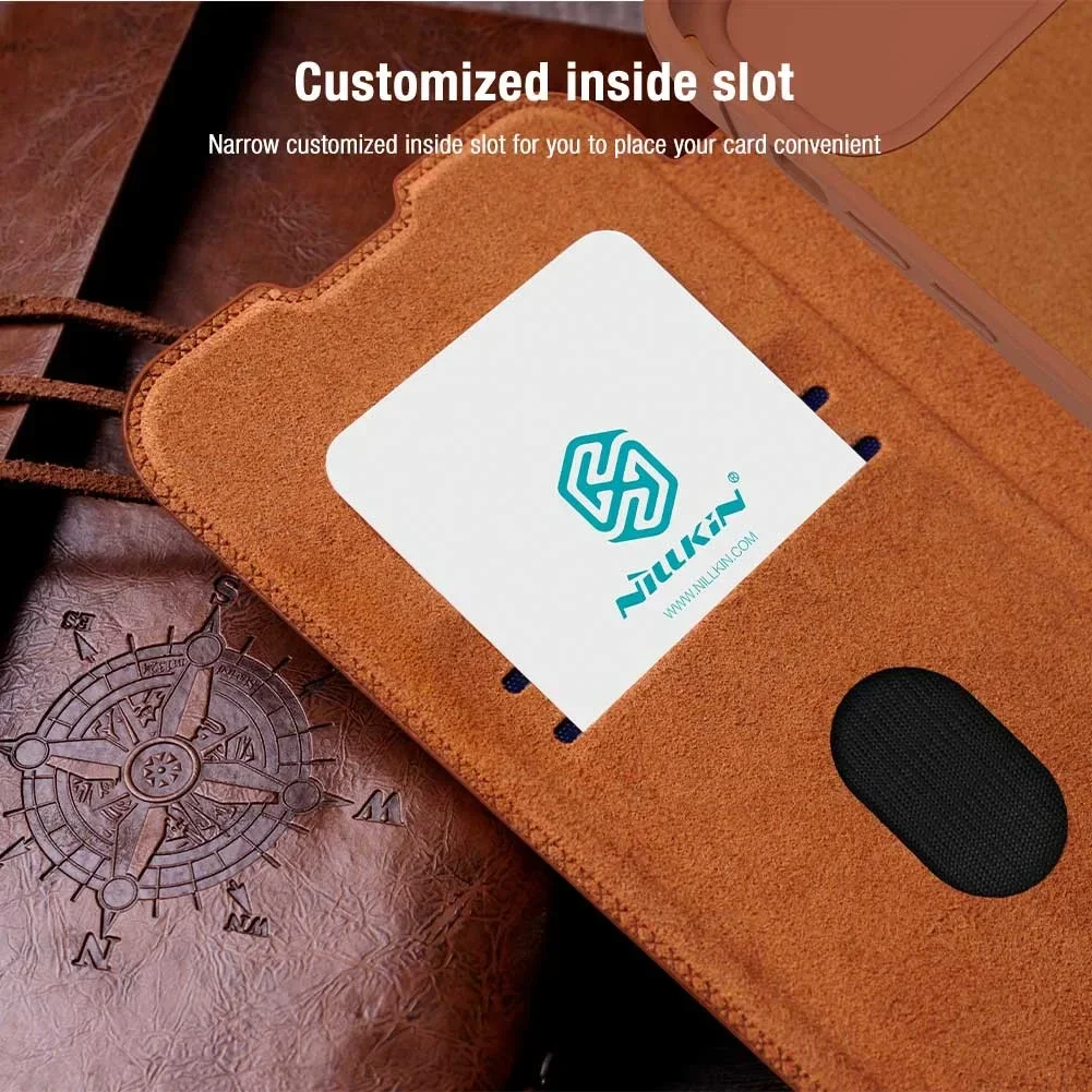 Nillkin Qin Pro iPhone 15 Plus Hoesje Book Case Camera Slider Zwart afbeelding 6