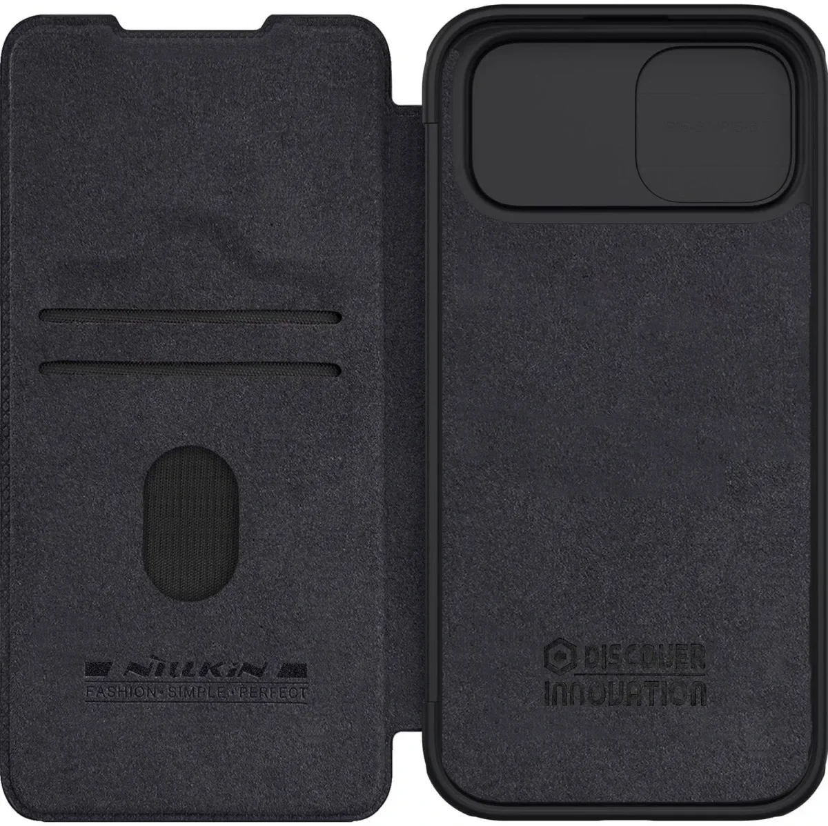 Nillkin Qin Pro iPhone 15 Plus Hoesje Book Case Camera Slider Zwart afbeelding 8