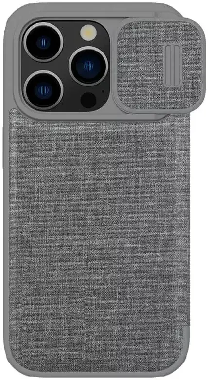 Nillkin Qin Pro iPhone 15 Pro Max Hoesje Book Case Camera Slider Grijs afbeelding 2
