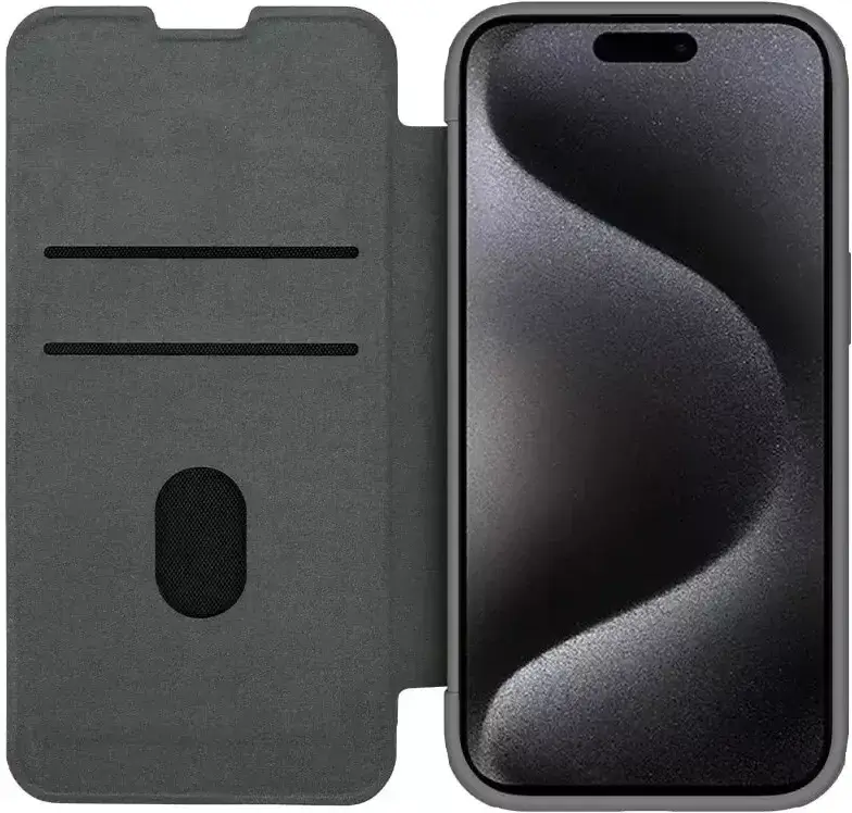 Nillkin Qin Pro iPhone 15 Pro Max Hoesje Book Case Camera Slider Grijs afbeelding 1