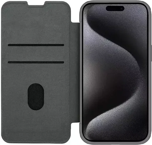 Nillkin Qin Pro iPhone 15 Pro Max Hoesje Book Case Camera Slider Grijs afbeelding 1