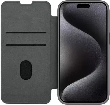 Nillkin Qin Pro iPhone 15 Pro Max Hoesje Book Case Camera Slider Grijs