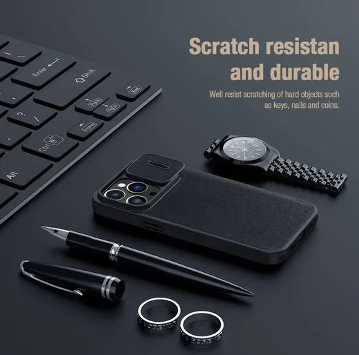 Nillkin Qin Pro iPhone 15 Pro Max Hoesje Book Case Camera Slider Grijs afbeelding 6