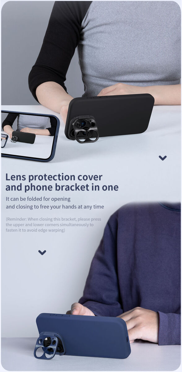 Nillkin Lens Wing iPhone 15 Pro Max Hoesje Siliconen met MagSafe Blauw afbeelding 4