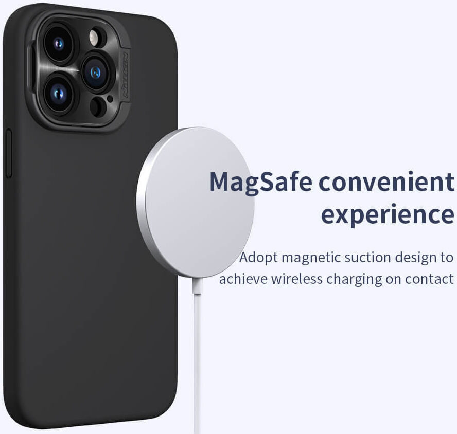 Nillkin Lens Wing iPhone 15 Pro Max Hoesje Siliconen met MagSafe Blauw afbeelding 5