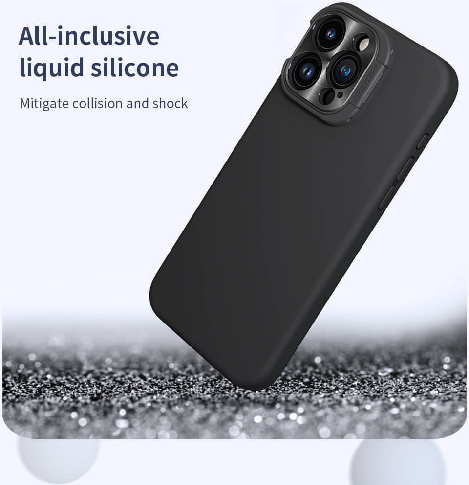 Nillkin Lens Wing iPhone 15 Pro Max Hoesje Siliconen met MagSafe Blauw afbeelding 6