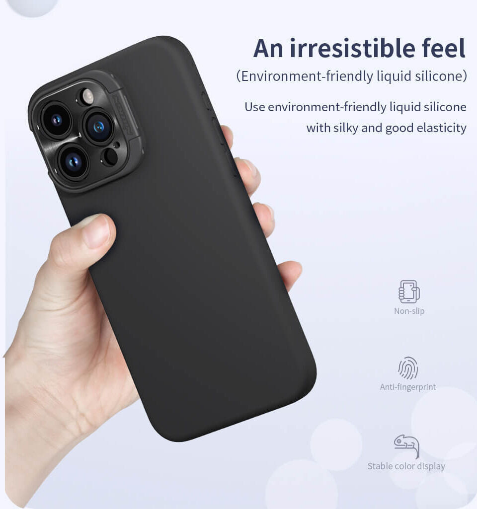 Nillkin Lens Wing iPhone 15 Pro Max Hoesje Siliconen met MagSafe Blauw afbeelding 7