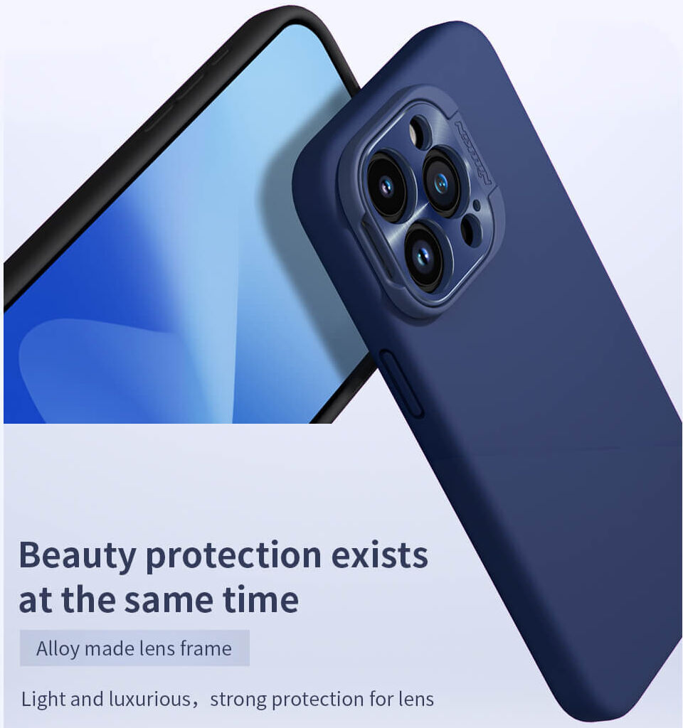 Nillkin Lens Wing iPhone 15 Pro Max Hoesje Siliconen met MagSafe Blauw afbeelding 8