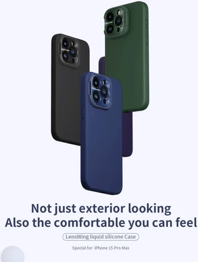 Nillkin Lens Wing iPhone 15 Pro Max Hoesje Siliconen met MagSafe Blauw afbeelding 10
