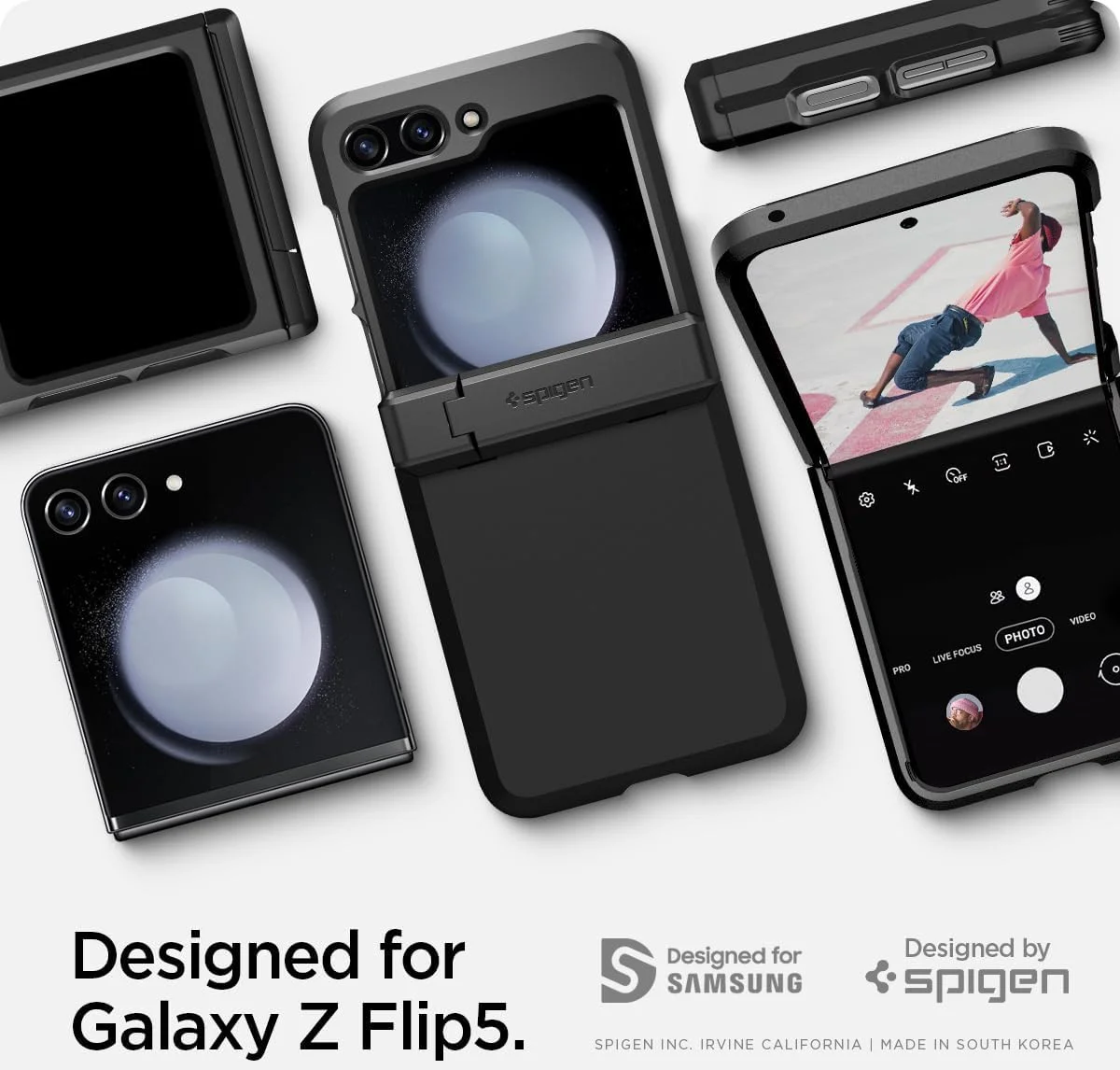 Spigen Tough Armor Samsung Galaxy Z Flip 5 Hoesje Back Cover Zwart afbeelding 3