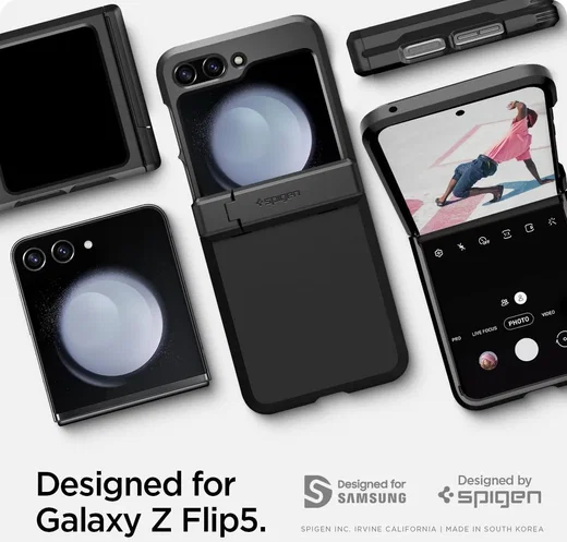 Spigen Tough Armor Samsung Galaxy Z Flip 5 Hoesje Back Cover Zwart afbeelding 3