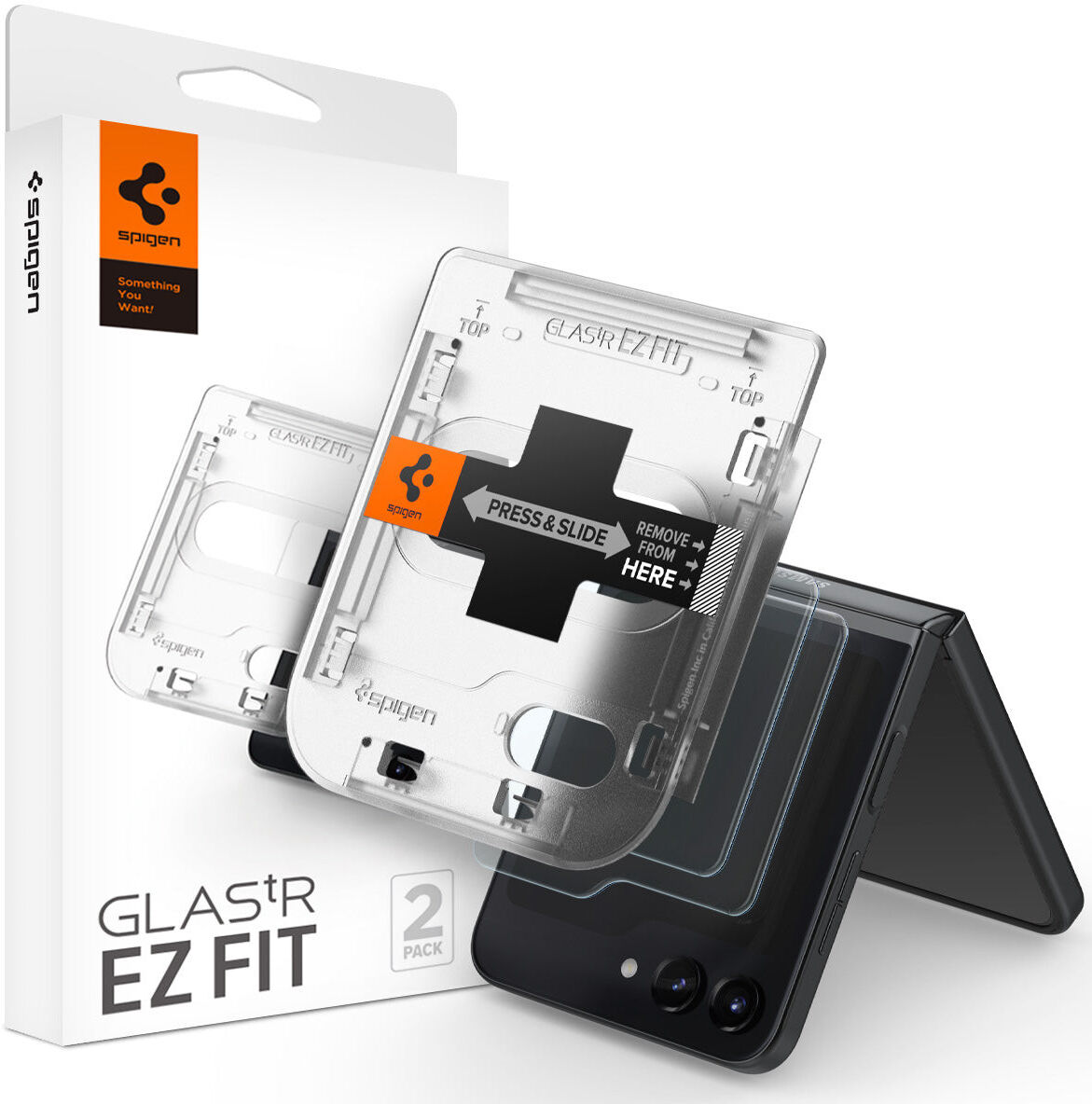 Spigen Glas.tR EZ Fit Samsung Z Flip 5 Screen Protector (2-Pack) afbeelding 1