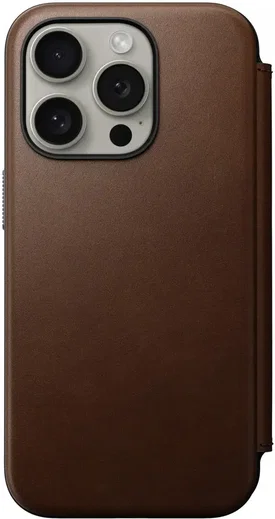 Nomad Modern Leather Folio iPhone 15 Pro Hoesje MagSafe Bruin afbeelding 5