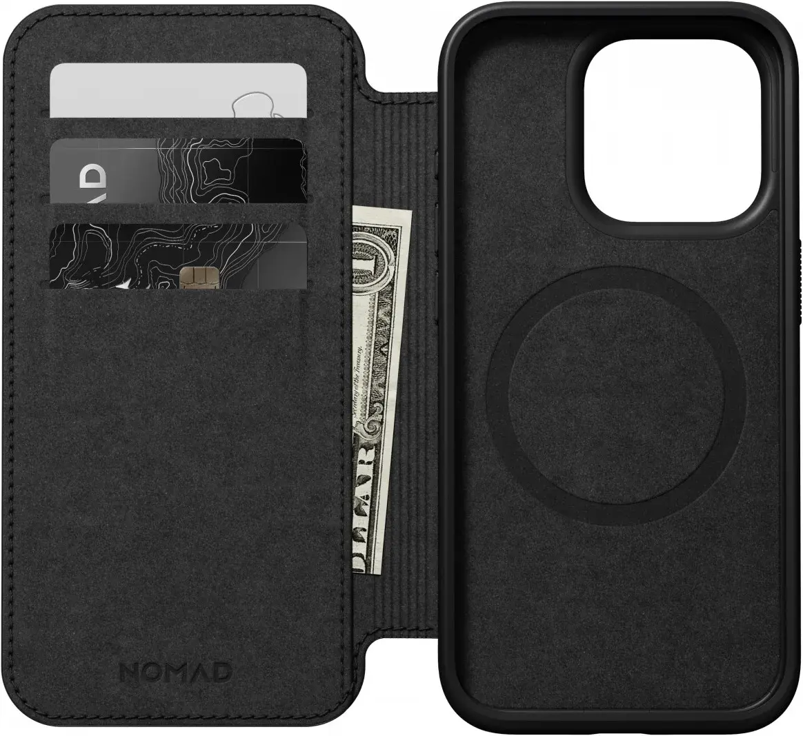 Nomad Modern Leather Folio iPhone 15 Pro Hoesje MagSafe Bruin afbeelding 2