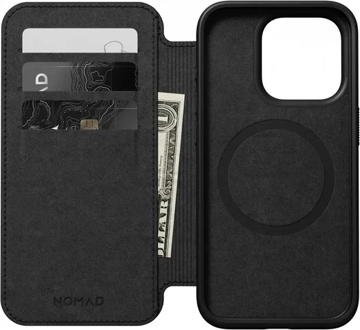 Nomad Modern Leather Folio iPhone 15 Pro Hoesje MagSafe Bruin afbeelding 2