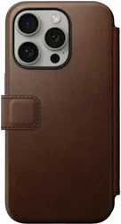 Nomad Modern Leather Folio iPhone 15 Pro Hoesje MagSafe Bruin afbeelding