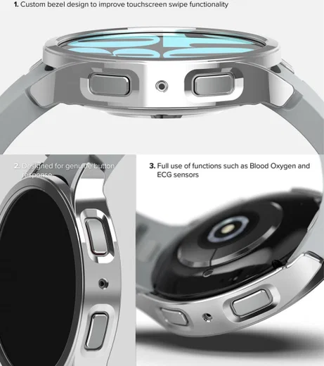 Ringke Slim Samsung Galaxy Watch 6 40MM Hoesje (2P) Transparant Zilver afbeelding 7