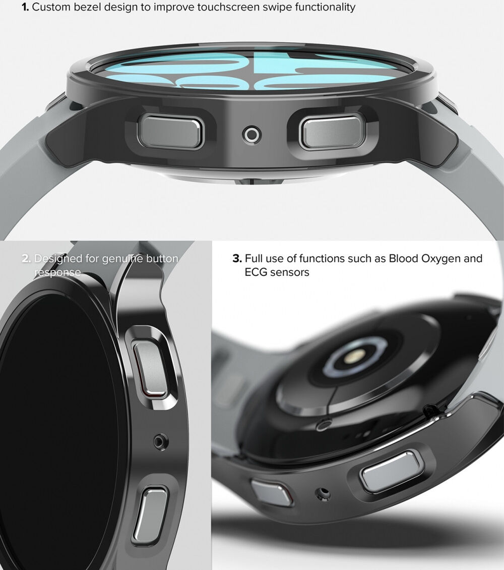 Ringke Slim - Samsung Galaxy Watch 6 44MM Hoesje - (2P) Transparant Zwart afbeelding 5