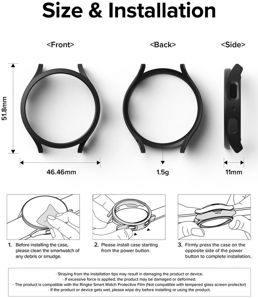Ringke Slim - Samsung Galaxy Watch 6 44MM Hoesje - (2P) Transparant Zwart afbeelding 12