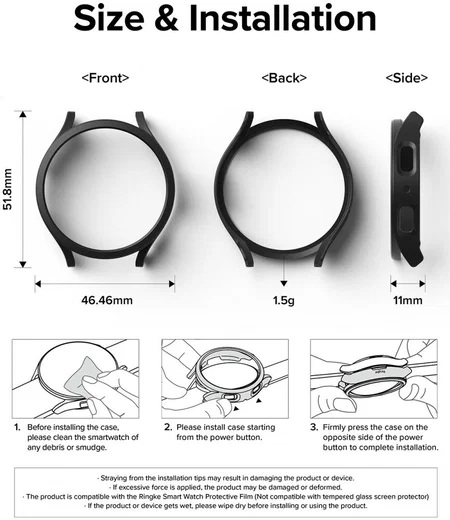 Ringke Slim - Samsung Galaxy Watch 6 44MM Hoesje - (2P) Transparant Zwart afbeelding 12
