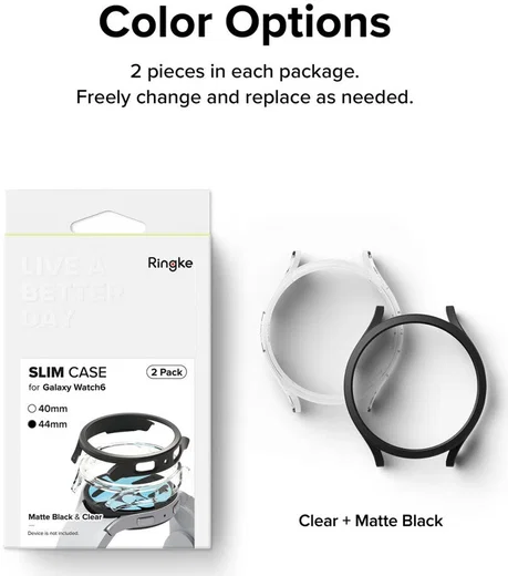 Ringke Slim - Samsung Galaxy Watch 6 44MM Hoesje - (2P) Transparant Zwart afbeelding 14