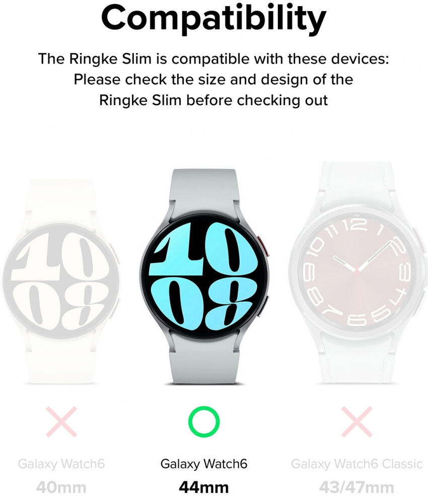 Ringke Slim - Samsung Galaxy Watch 6 44MM Hoesje - (2P) Transparant Zwart afbeelding 15