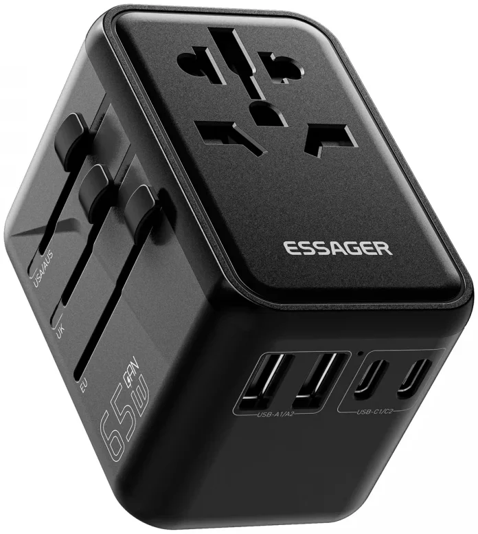Essager Reislader 65W Universele Snellader Wereldstekker US/AUS/UK/EU afbeelding 1