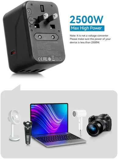 Essager Reislader 65W Universele Snellader Wereldstekker US/AUS/UK/EU afbeelding 6