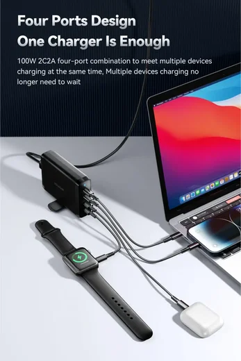 Essager 100W Laadstation Laptop/MacBook GaN Snellader Zwart afbeelding 5