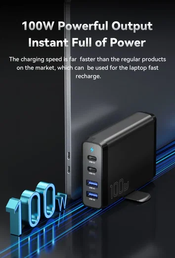 Essager 100W Laadstation Laptop/MacBook GaN Snellader Zwart afbeelding 6