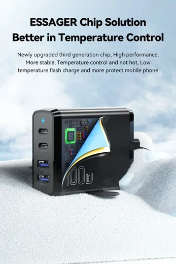 Essager 100W Laadstation Laptop/MacBook GaN Snellader Zwart afbeelding 8