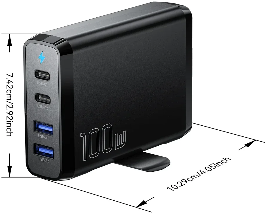 Essager 100W Laadstation Laptop/MacBook GaN Snellader Zwart afbeelding 9