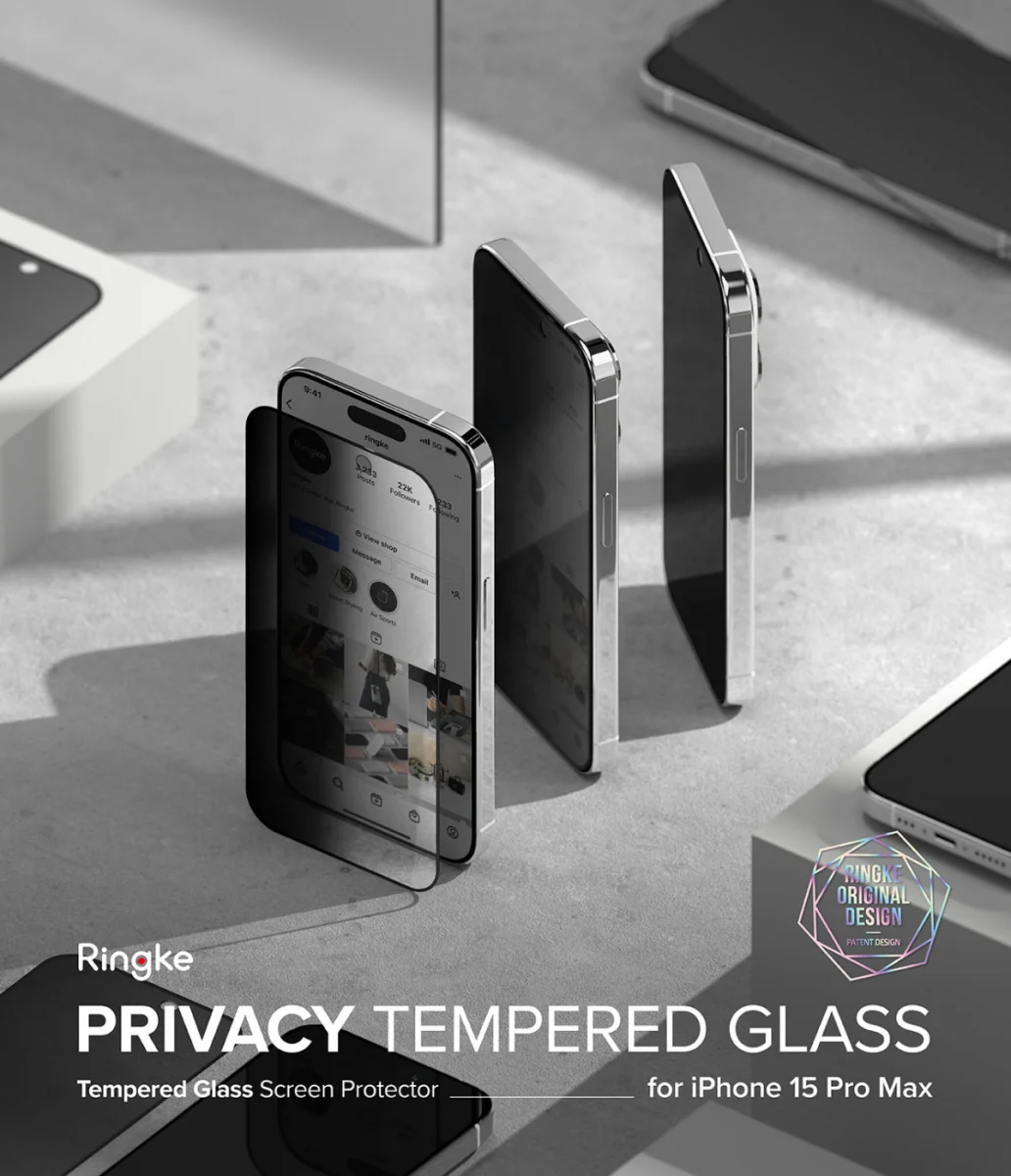 Ringke Apple iPhone 15 Pro Max Screen Protector Privacy Tempered Glass 9H afbeelding 12