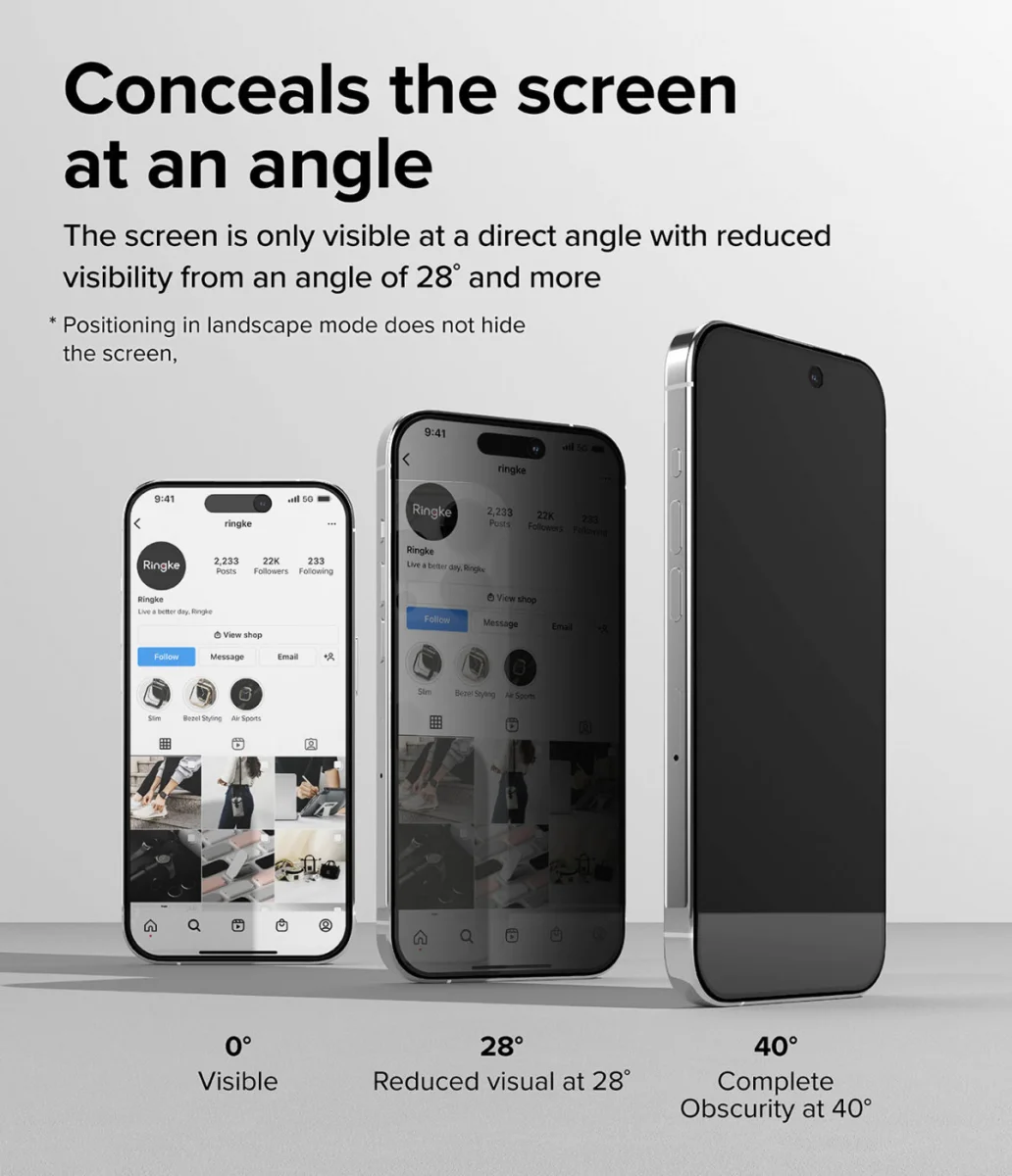 Ringke Apple iPhone 15 Pro Max Screen Protector Privacy Tempered Glass 9H afbeelding 2