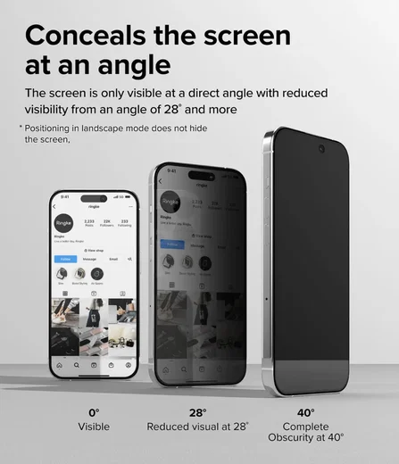 Ringke Apple iPhone 15 Pro Max Screen Protector Privacy Tempered Glass 9H afbeelding 2