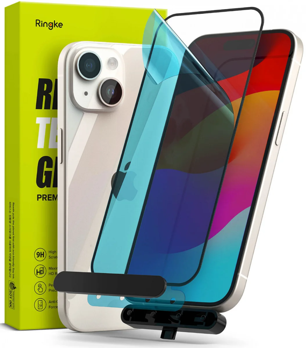 Ringke Apple iPhone 16 Plus / 15 Plus Screen Protector 9H Tempered Glass met Jig afbeelding 1