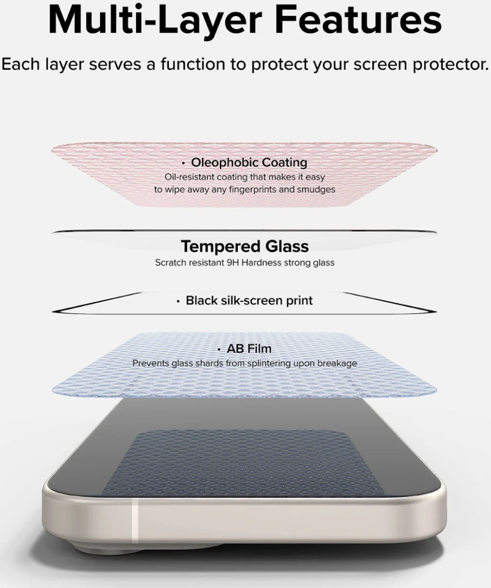 Ringke Apple iPhone 16 Plus / 15 Plus Screen Protector 9H Tempered Glass met Jig afbeelding 12