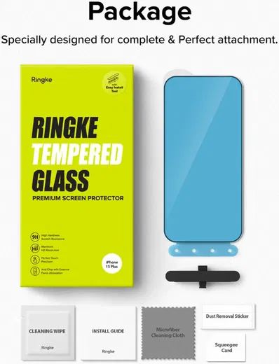 Ringke Apple iPhone 16 Plus / 15 Plus Screen Protector 9H Tempered Glass met Jig afbeelding 14
