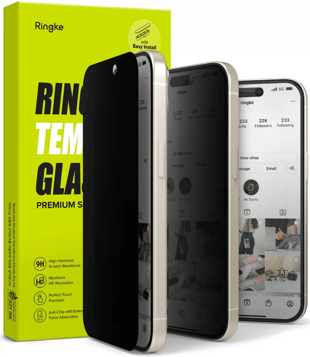 Ringke Apple iPhone 16 Plus / 15 Plus Screen Protector Privacy Tempered Glass 9H afbeelding 1