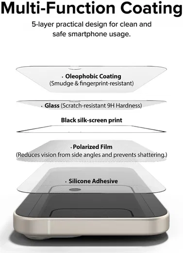 Ringke Apple iPhone 16 Plus / 15 Plus Screen Protector Privacy Tempered Glass 9H afbeelding 11