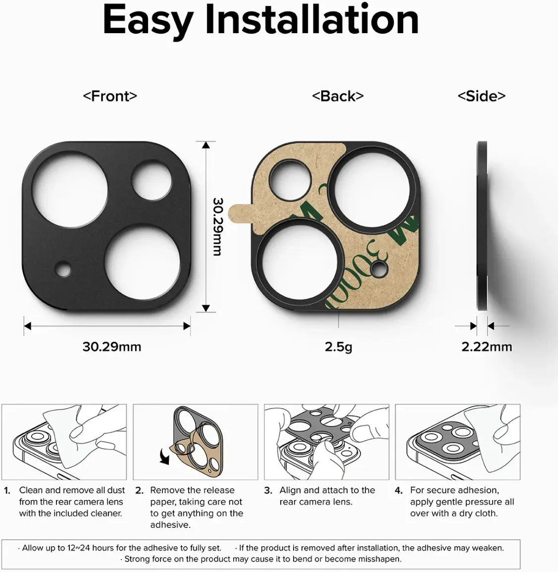 Ringke Camera Styling Apple iPhone 15 / 15 Plus Camera Protector Zwart afbeelding 11
