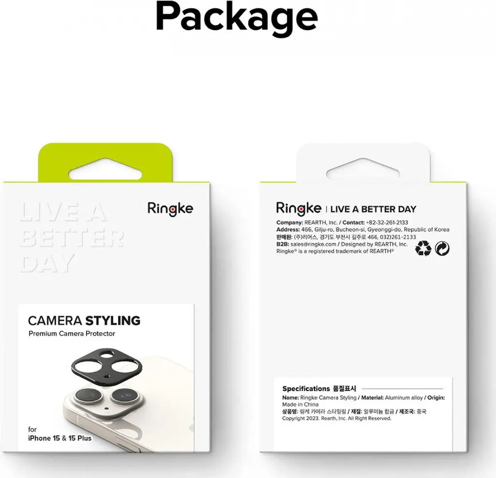 Ringke Camera Styling Apple iPhone 15 / 15 Plus Camera Protector Zwart afbeelding 13