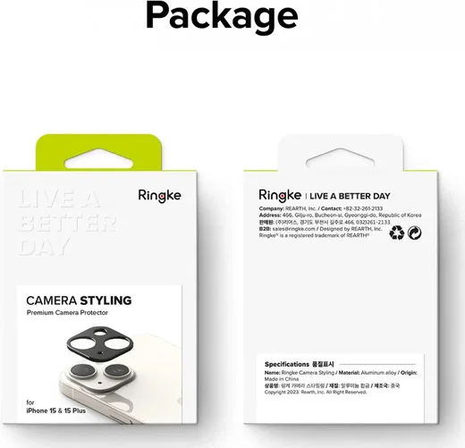 Ringke Camera Styling Apple iPhone 15 / 15 Plus Camera Protector Zwart afbeelding 13