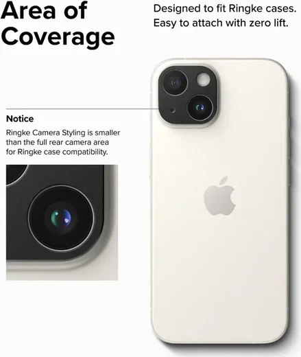Ringke Camera Styling Apple iPhone 15 / 15 Plus Camera Protector Zwart afbeelding 6