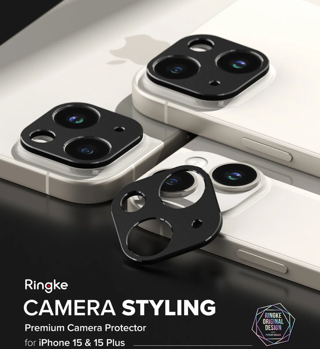 Ringke Camera Styling Apple iPhone 15 / 15 Plus Camera Protector Zwart afbeelding 9