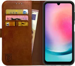 Rosso Element Samsung Galaxy A25 Hoesje Book Case Wallet Bruin afbeelding