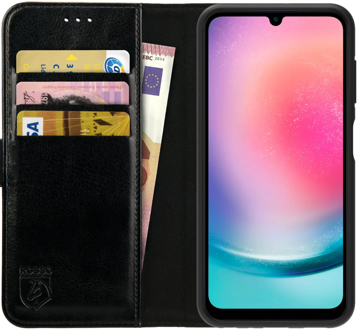 Rosso Element Samsung Galaxy A25 Hoesje Book Case Wallet Zwart afbeelding 1