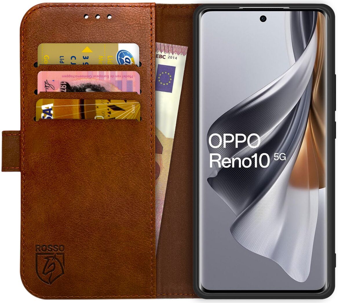 Rosso Element Oppo Reno 10 Hoesje Book Case Wallet Bruin afbeelding 1