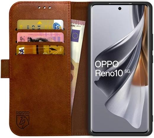 Rosso Element Oppo Reno 10 Hoesje Book Case Wallet Bruin afbeelding 1